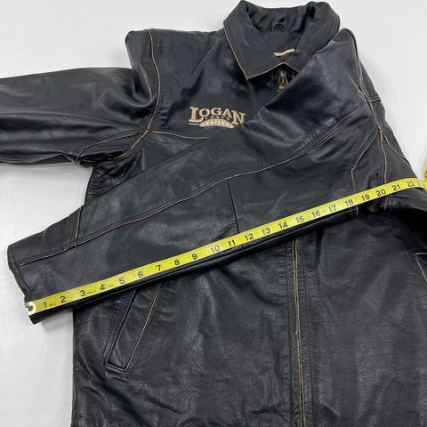 Carroll Original Wear Men's Black Leather Logan Coach Trailers Jacket Sz XL