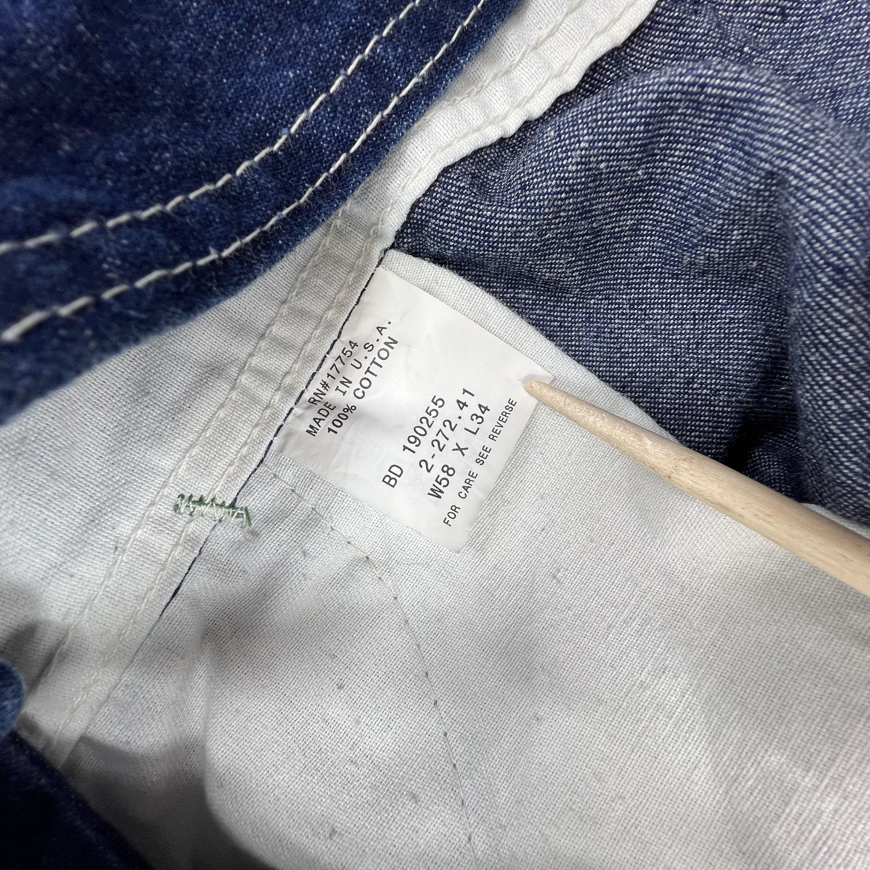 Vintage 90s Key Imperial Blue Denim Workwear Bib Overalls Made in USA Men's