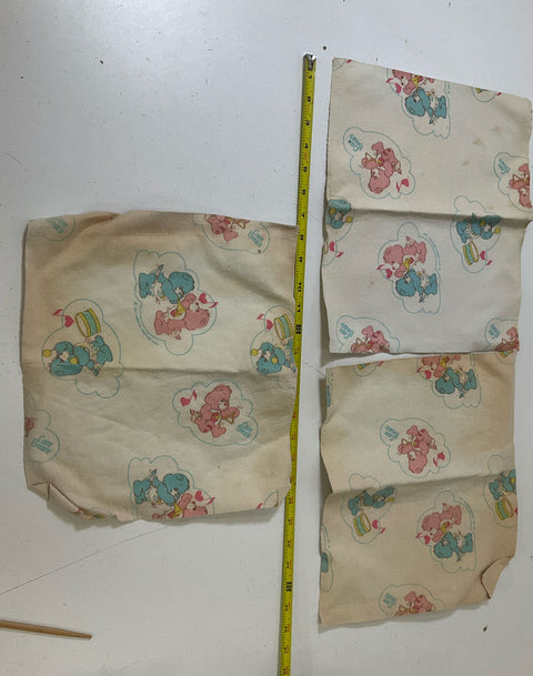 Vintage Care Bears Baby Linens & Flannel Scraps 6 Pieces Baby Hugs Baby Tugs