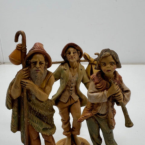 Vintage Depose Italy Nativity Figures Lot of 4 Angel Piper Shepherds Resin