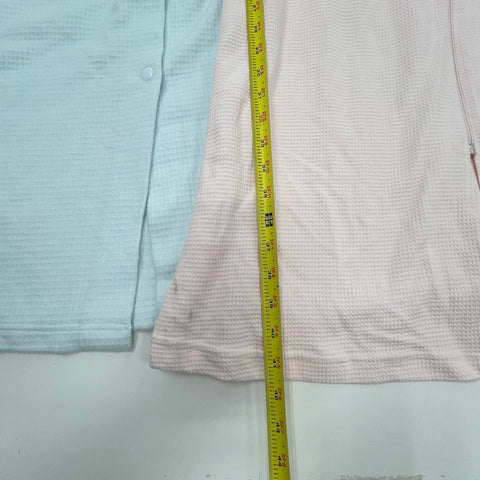 Miss Elaine Women's Robe Duster Lot of 2 Pink Blue Waffle Knit Embroidered M