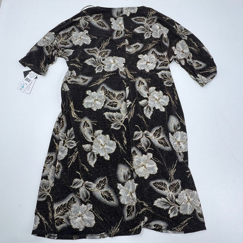 NWT Robbie Bee Metallic Floral Faux Wrap Cocktail Dress Gold Black Sz 1X