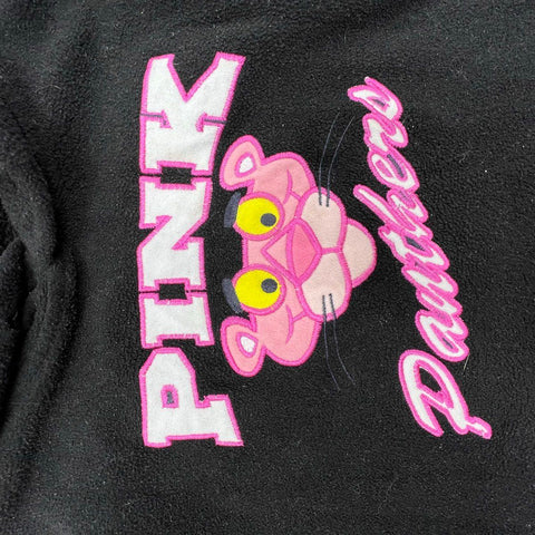 Vintage Y2K Pink Panther Women's Fleece Hoodie Black Embroidered Pullover XL
