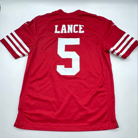 Nike San Francisco 49ers Trey Lance #5 NFL Game Football Jersey Red Men's Sz M