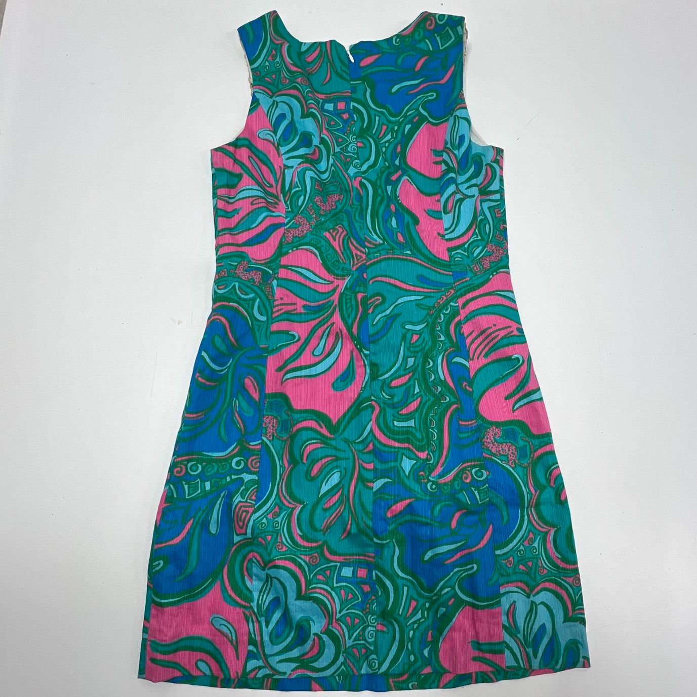 Lilly Pulitzer Jubilee Floral Crochet Lace Trim Sheath Dress Blue Pink Women's 4