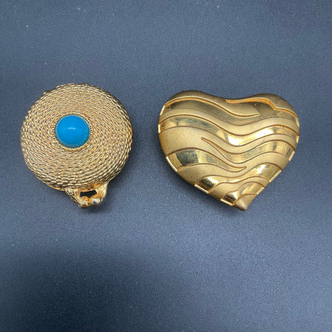 Estee Lauder Solid Perfume Compact Lot Youth-Dew Round & Beautiful Heart 2pc