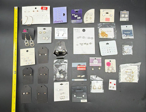 Paparazzi Claire's H&M Costume Jewelry Lot 28+ Pairs Assorted Earrings Hoops