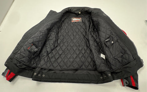 Castle Streetwear Men's Black Red Motorcycle Jacket Quilted Lining Padded Sz XL