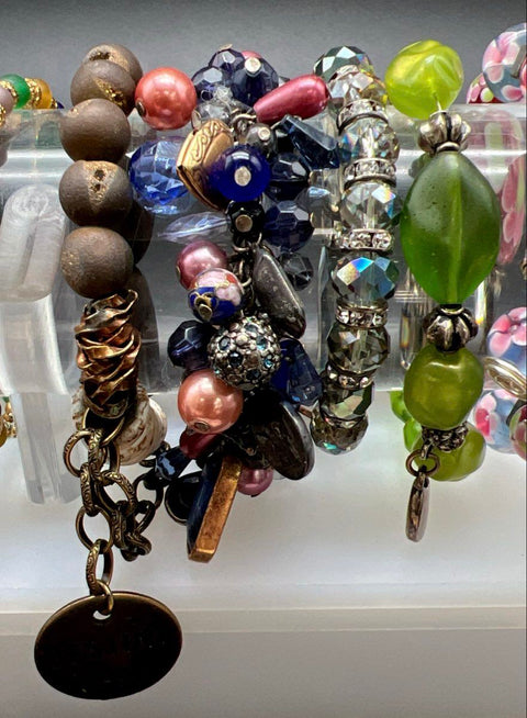Mixed Beaded Jewelry Lot 15pc Pandora Style Nebraska Cornhuskers Glass Pearl