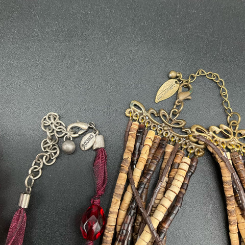 Boho Jewelry Lot 8 Necklaces Chico's Coldwater Creek Beaded Wood Multi-Strand