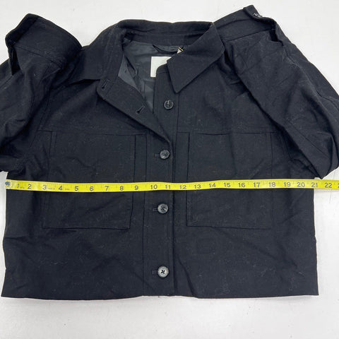 Wilfred Women's Little Cropped Jacket Black Noir Button Front Sz L NWT