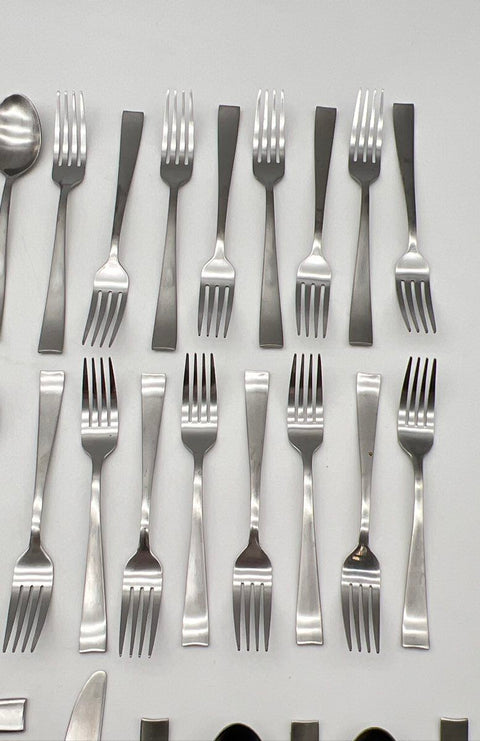 Cambridge Stainless Steel Flatware 37pc Set Service for 7 Modern Square Handle