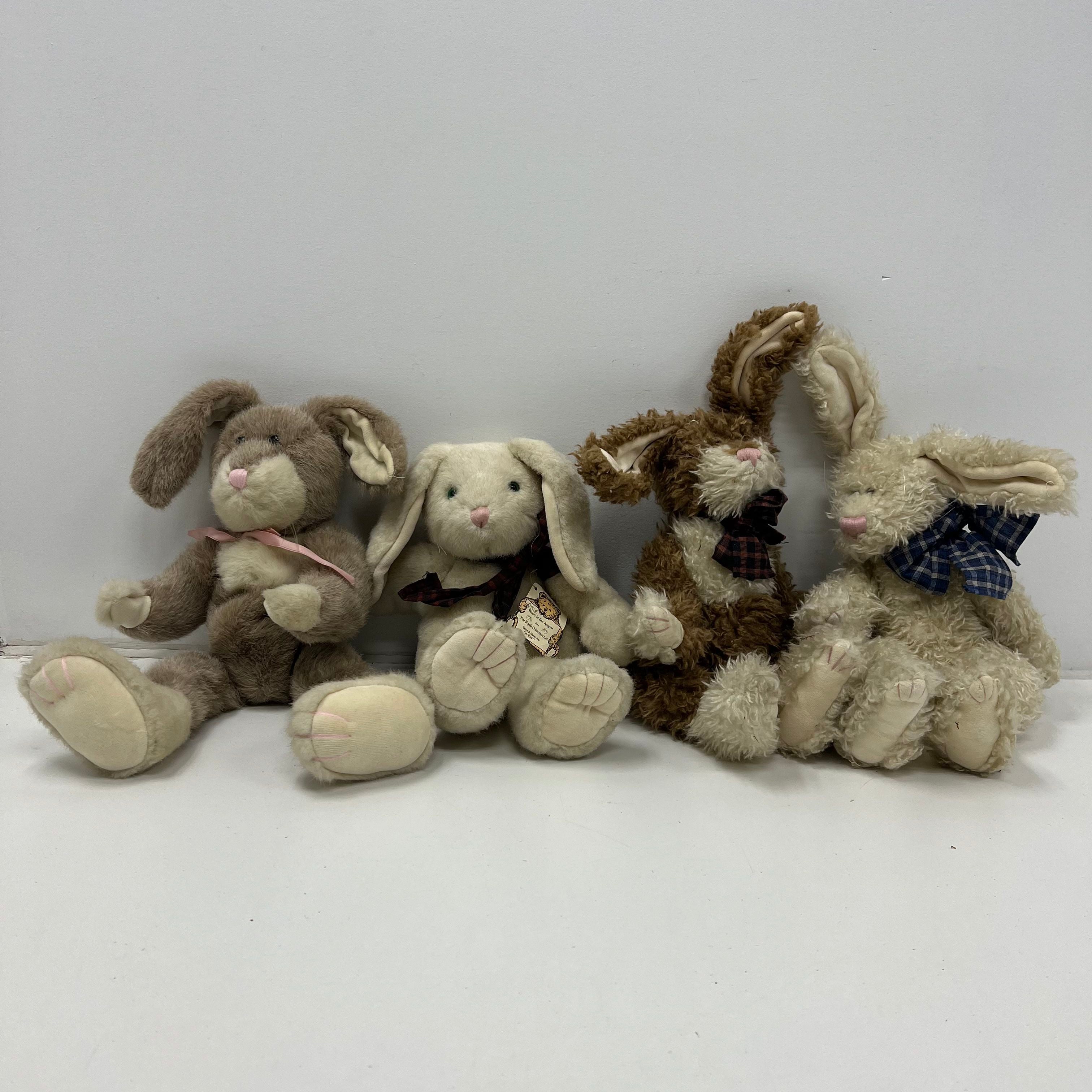 Vintage Boyds Collection Lot 4 J.B. Bean Plush Bunnies & Miniature Wood Sled