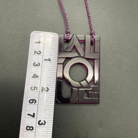 Lalique France Vintage Purple Crystal LOVE Art Deco Stylized Pendant Necklace