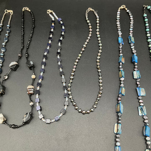 Mixed Beaded Fashion Jewelry Lot of 6 Necklaces Faux Pearl Agate Shell