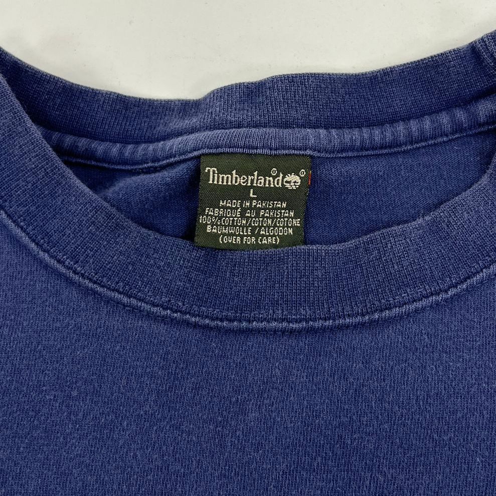 Vintage 90s Timberland The Boot Company Faded Graphic T Shirt Men's L Blue