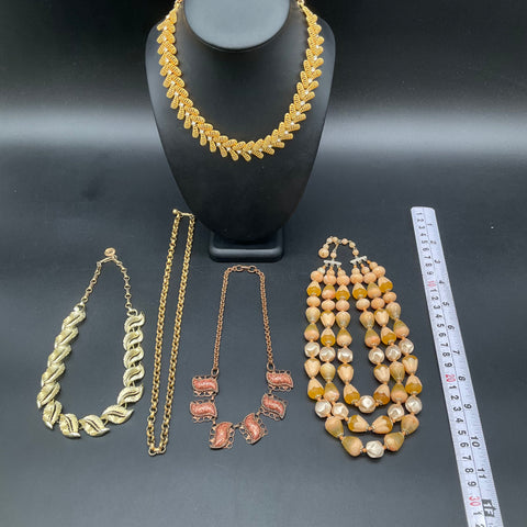 Vintage Costume Jewelry Lot 5 Necklaces Lisner Park Lane Rhinestone Beaded 0.5lb
