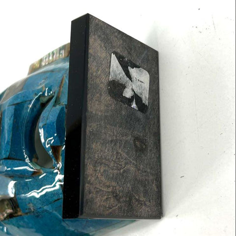 Vintage Aztec Mayan Style Mosaic Mask Blue Stone & Abalone Sculpture 8.5" Folk