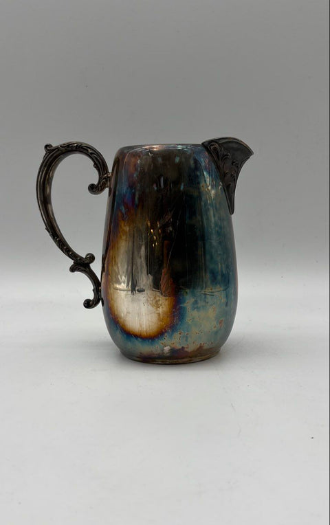 WM Rogers Silver Plate Water Pitcher Ornate Scroll Handle Victorian Vintage