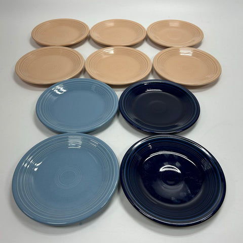 Homer Laughlin Fiesta Salad Plate 10pc Set Cobalt Periwinkle Apricot Modern