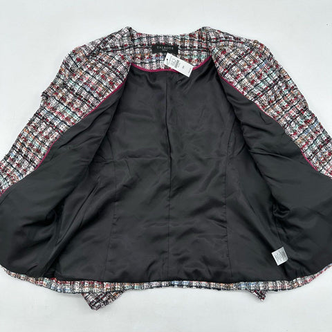 Talbots Women's Petite Multi-Color Tweed Plaid Open Front Blazer NWT Sz 6P