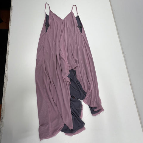 Free People Midnight Dance Purple Beaded Asymmetrical Maxi Slip Dress Women's M