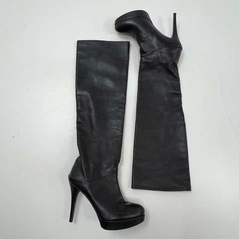 Stuart Weitzman Black Leather Platform Stiletto Knee High Boots Size 6.5
