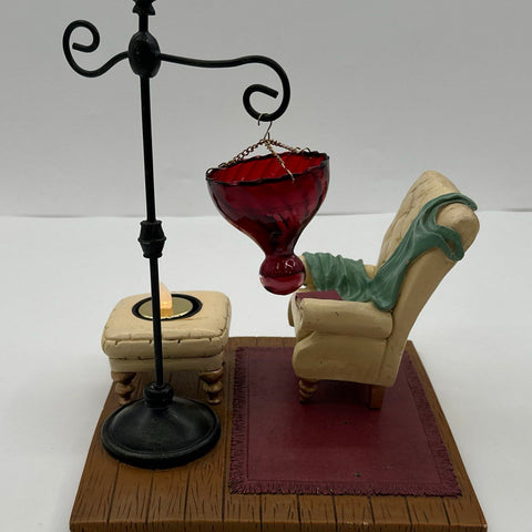 Westland WMG 2003 Miniature Reading Room Diorama Resin Glass Chair Ottoman 8"