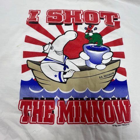 Big Dick's Halfway Inn I Shot The Minnow Funny T-Shirt Double Sided Sz 3XL