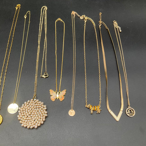 Madewell Zinc Modern Boho Gold Tone Beaded Pendant Necklace Jewelry Lot of 14