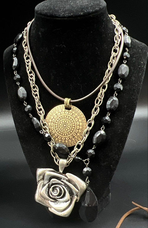 Boho Eclectic Statement Jewelry Lot 11 Necklaces Rose Butterfly Heart Shell
