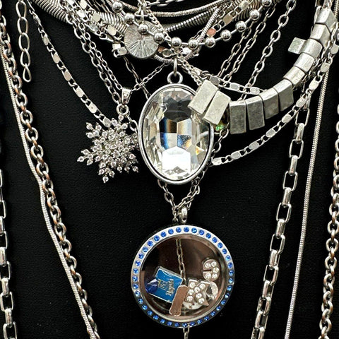 Mixed Fashion Jewelry Necklace Lot 20 Pcs Owl Locket KC Royals Silver Tone