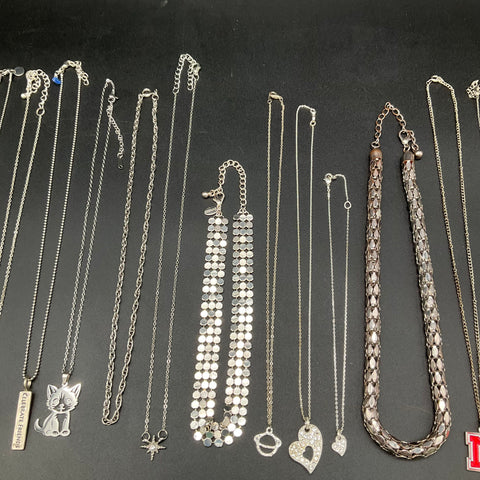 Mixed Costume Necklace Lot 20pc Silver Tone Faux Pearl Bestie Charm Nebraska