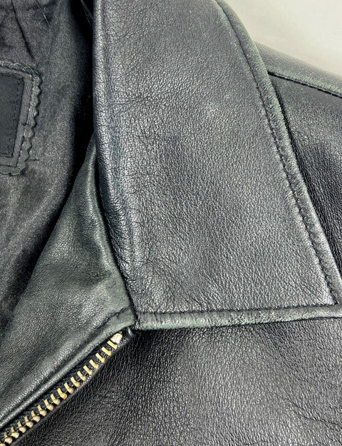 Whet Blu Black Genuine Leather Full Zip Moto Jacket Women's Size XXL