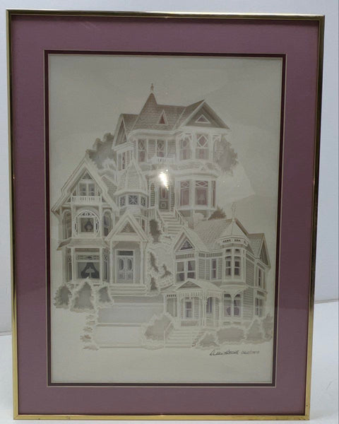 Debbie Patrick Dimensional Designs Victorian Houses 24x18 Signed Art 1565/1750