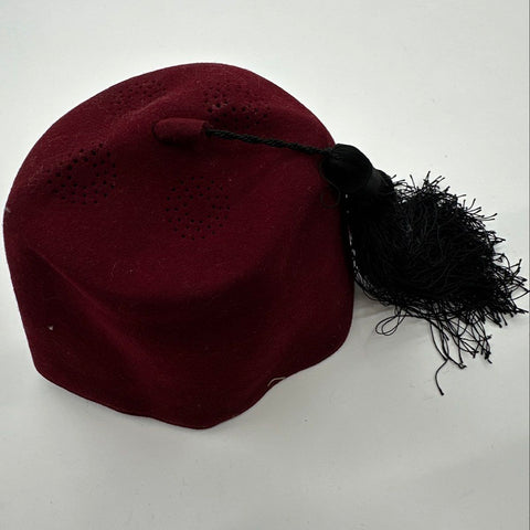 Vintage Shriners Fez Hat Za-Ga-Zig C.E. Ward Co Maroon Wool Tassel Size 7 1/2
