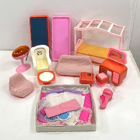 Vintage Mattel Barbie Dreamhouse Furniture Lot 1980s Bedroom Desk Bed Accessor