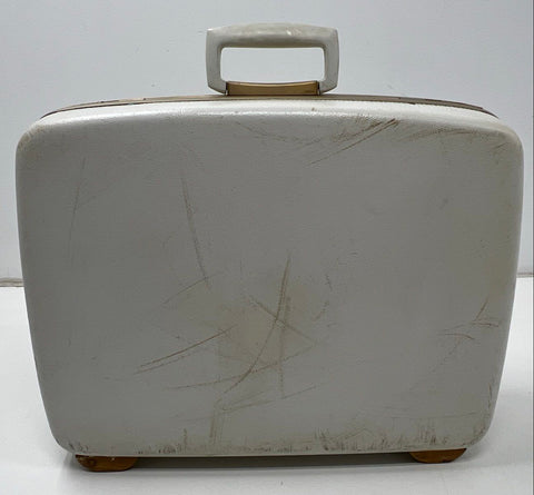 Vintage 1960s Samsonite Horizon Off White Hard Shell Suitcase Luggage 20"