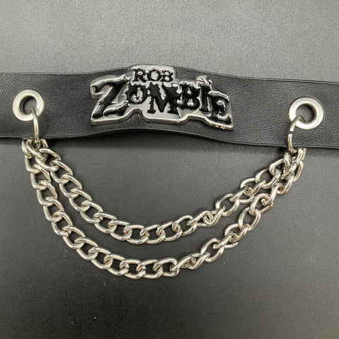 Killstar Black Faux Leather Double Chain Choker Collar 17"