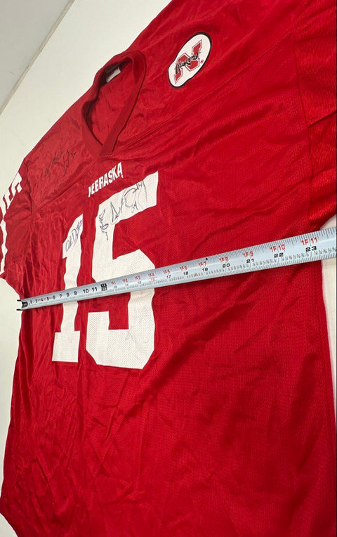 NCAA Nebraska Huskers Football Jersey #15 Autographed Signed Size L Red Vintage