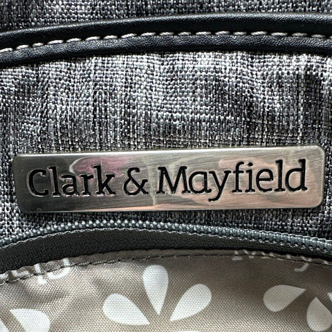 Clark & Mayfield Grey Canvas Laptop Tote Bag Black Trim Large Work Travel