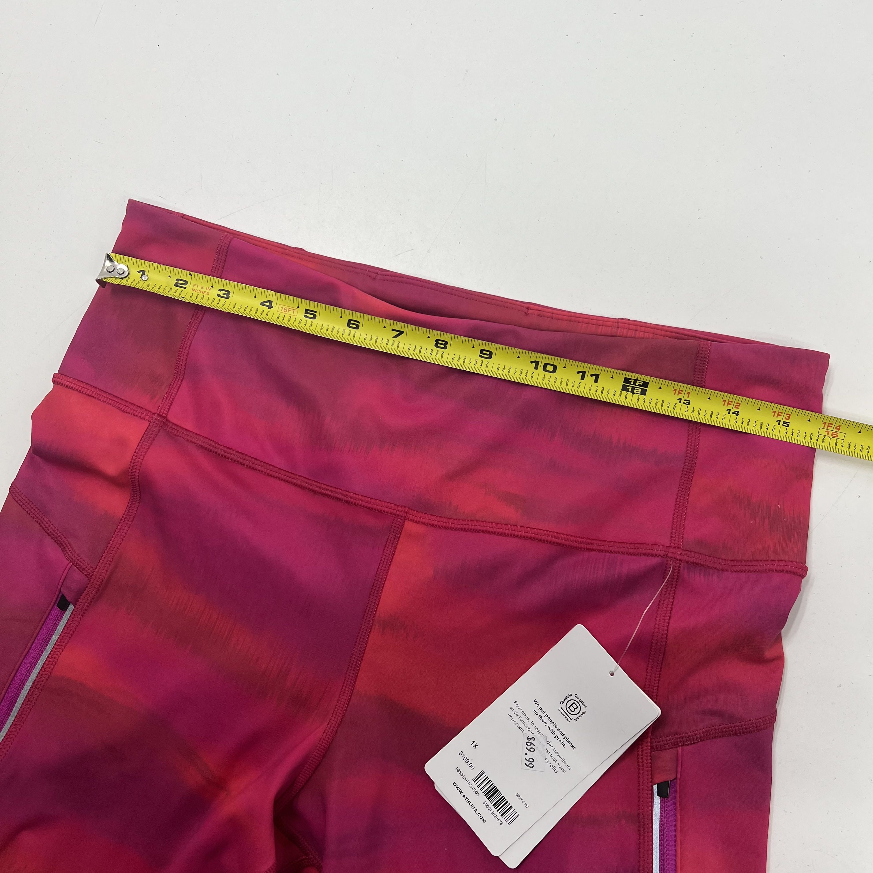 Athleta NWT Pink Rainier Printed Tight High Rise Zip Pocket Leggings Womens 1X