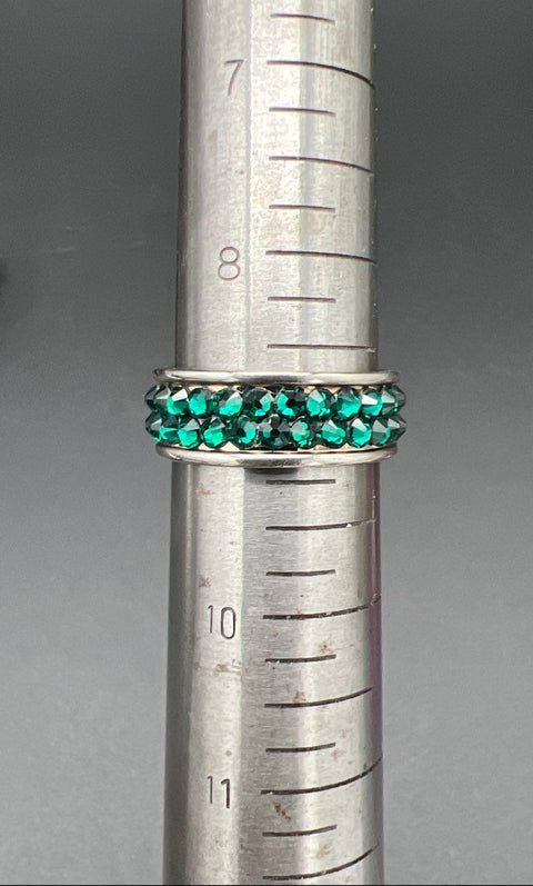 Jimmy Crystal New York Green Crystal Ring & Hoop Earrings Set NWT Size 9