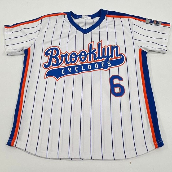 Men's Brooklyn Cyclones White Baseball Jersey Wally Backman #6 - Size Medium?