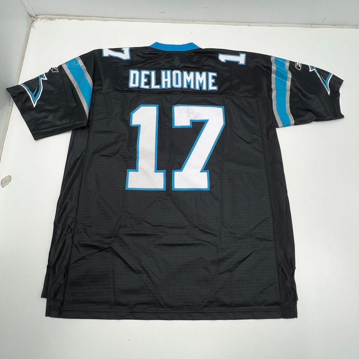 Reebok Jake Delhomme Carolina Panthers #17 NFL Jersey Black Stitched Mens 2XL