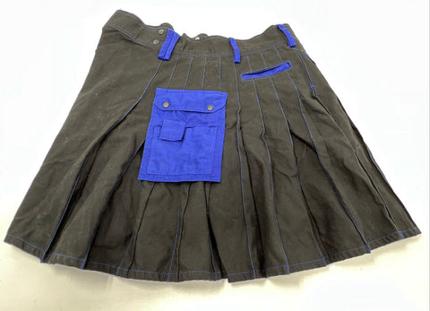 UTK Men's Black Blue Utility Kilt Cargo Pockets Contrast Stitch Sz 44