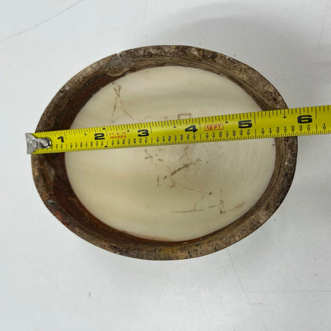 Stone Bowl Candle Rustic Decorative Alabaster Onyx Style Brown Cream 3.5 Inch