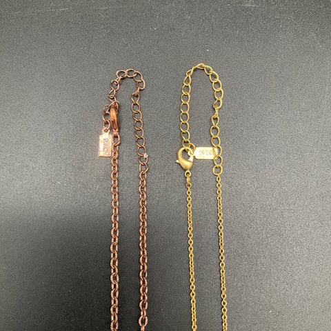 Vintage 1928 Jewelry Lot of 2 Necklaces Gold Copper Tone Rhinestone Bead