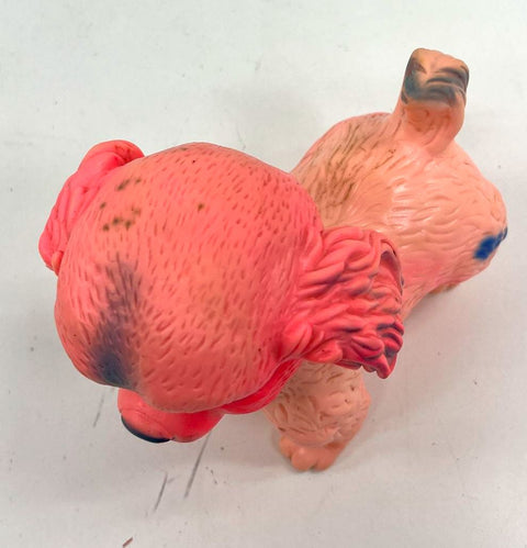 Vintage Rubber Squeak Toy Pink Red Dog Puppy Figurine Mid Century Kitsch