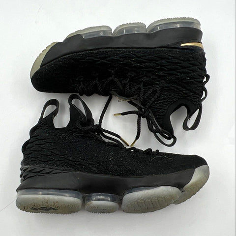 Nike LeBron 15 GS Black Metallic Gold Basketball Shoes Size 7Y